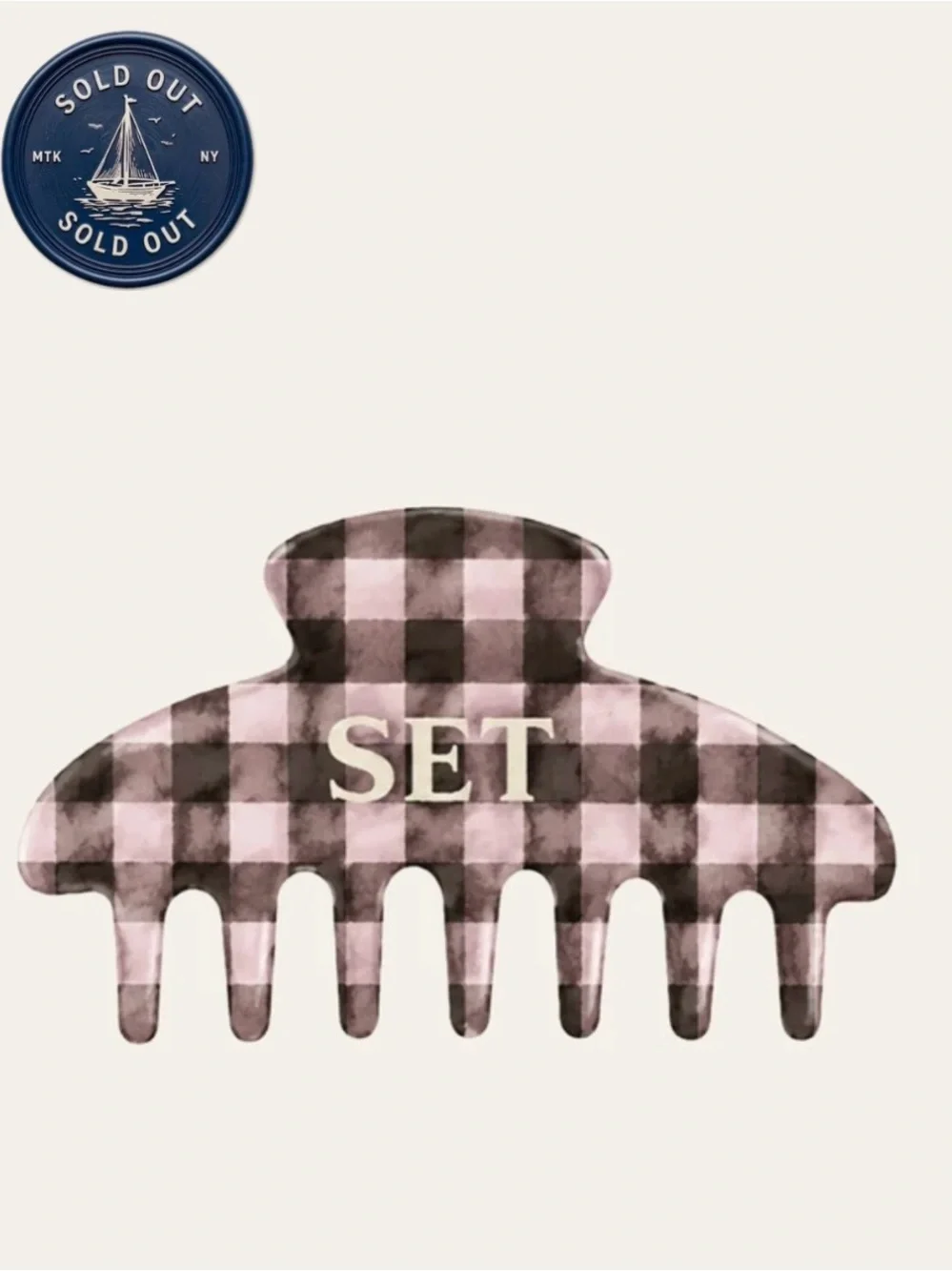 Set Active Driftwood Gingham Claw Clip. 💕⚡️